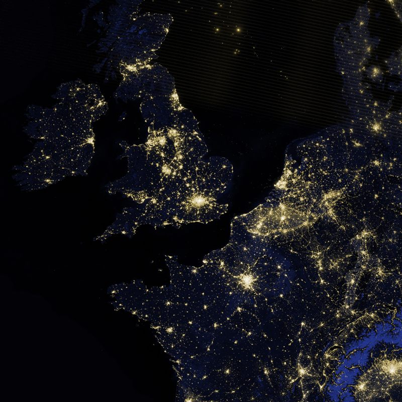 Europe at night from space